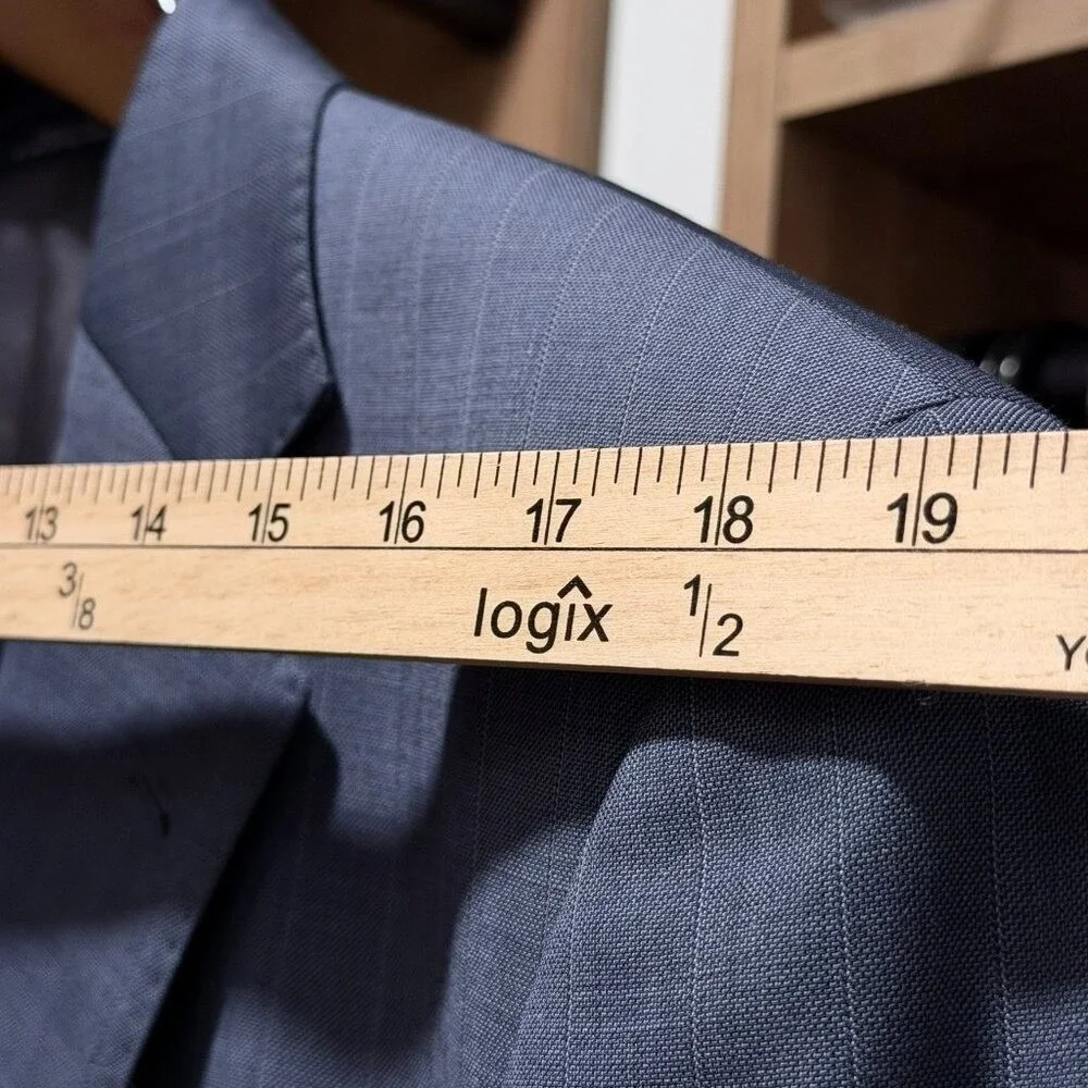 Joseph Abboud Pinstripe Wool Blazer Suit Jacket Mens 43L Blue Union Made USA